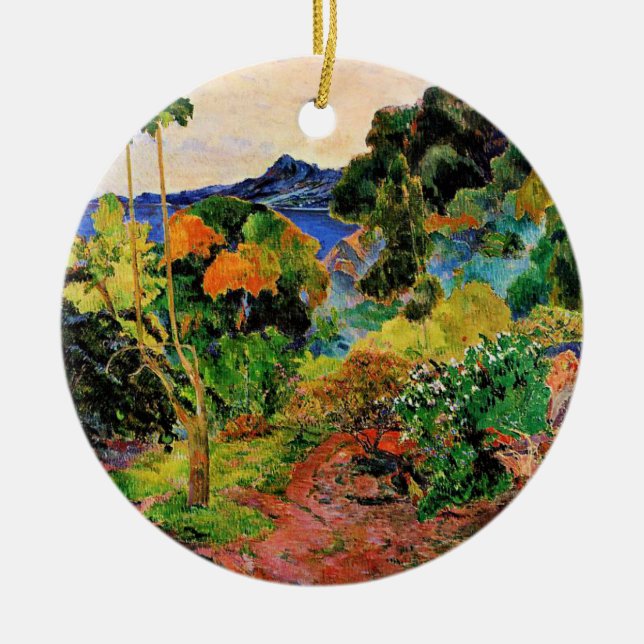 Ornamento De Cerâmica Gauguin - Paisagem Martinica, pintura famosa, (Frente)