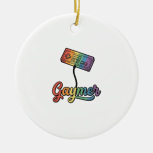 Ornamento De Cerâmica Gaymer Arco-íris Gamer Camisa Vetorial Design_1