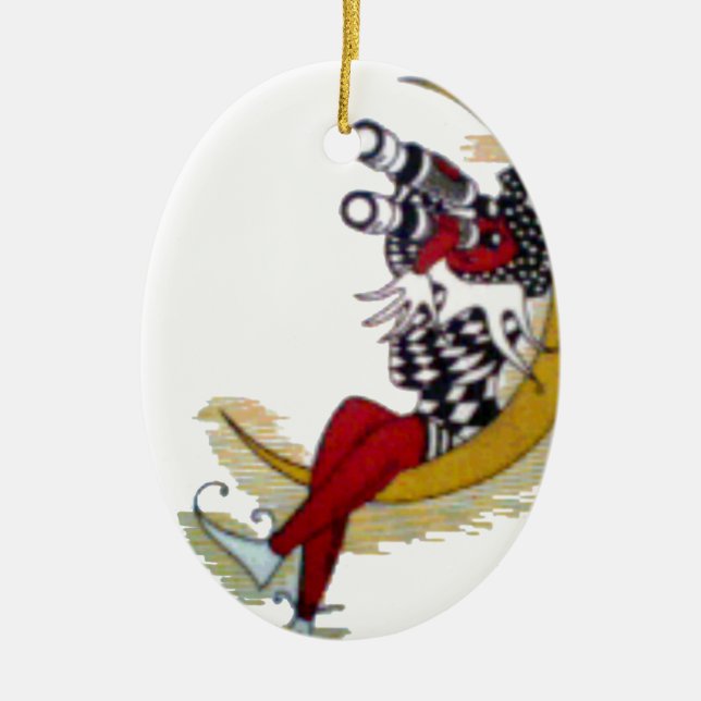 Ornamento De Cerâmica Gaze Cósmica: Elf na Aventura da Lua (Frente)