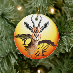 Ornamento De Cerâmica Gazelle African Antelope Wild Animal