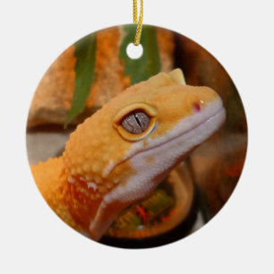 Ornamento De Cerâmica Gecko Lizard, Leopardo Amarelo