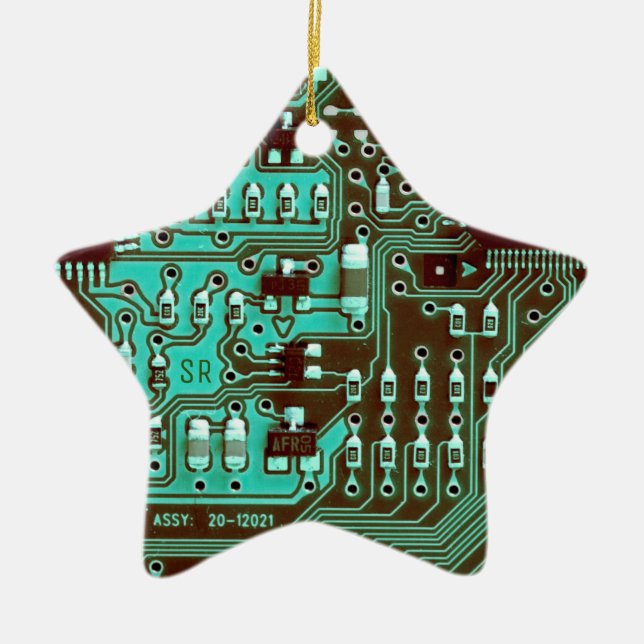 Ornamento De Cerâmica Geek de circuito impresso teórico PCB Personalizad (Frente)