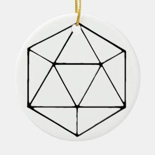Ornamento De Cerâmica Geek Mínimo de Design para Jogador D20