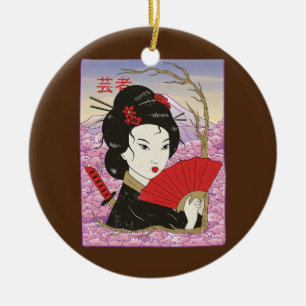 Ornamento De Cerâmica Geisha Samurai Japan Culture Japanese Kawaii