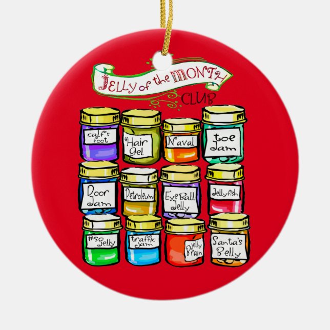 Ornamento De Cerâmica Geléia do Natal engraçado do clube do mês (Frente)