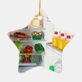 Ornamento De Cerâmica Geléira aberta cheia de alimentos