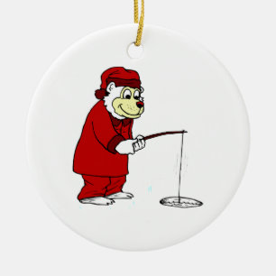 Ornamento De Cerâmica Gelo que pesca o urso polar nos PJs