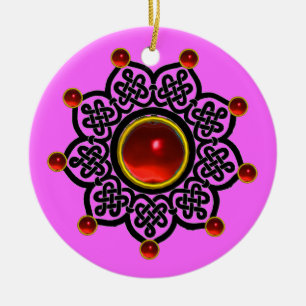 Ornamento De Cerâmica Gema vermelha do rubi do SOL GÓTICO