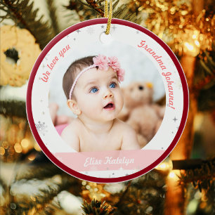 Ornamento De Cerâmica Gêmeas Foto da vovó Bonitinha Primeiro Natal