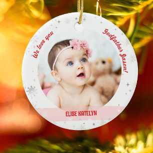 Ornamento De Cerâmica Gêmeas Meninas Fotos Padrinho Primeiro Natal