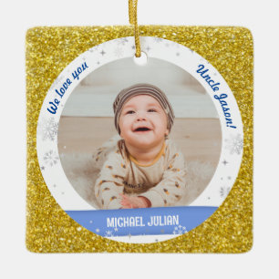 Ornamento De Cerâmica Gêmeos Fotos Tio Tio Cute Primeiro Bebê de Natal