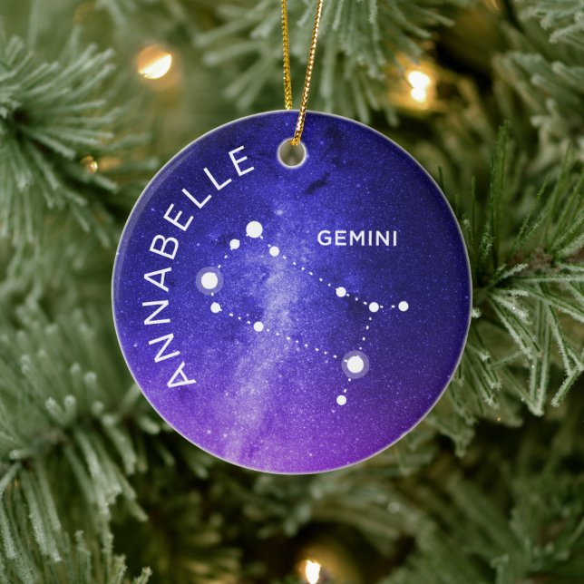 Ornamento De Cerâmica Gemini Zodiac Ornament Personalizado Gift Zodiac (Árvore)