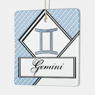 Ornamento De Cerâmica Gemini Zodiac - Símbolo Elemento de Kenneth Yonci