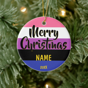 Ornamento De Cerâmica Genderfluid Pride Flag Personalized Christmas