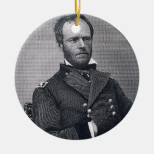 Ornamento De Cerâmica General William Tecumseh Sherman, gravado após a