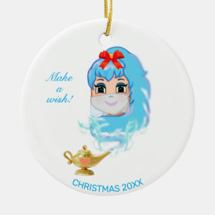 Ornamento De Cerâmica Gênio de Natal Fofo & Lâmpada Mágica