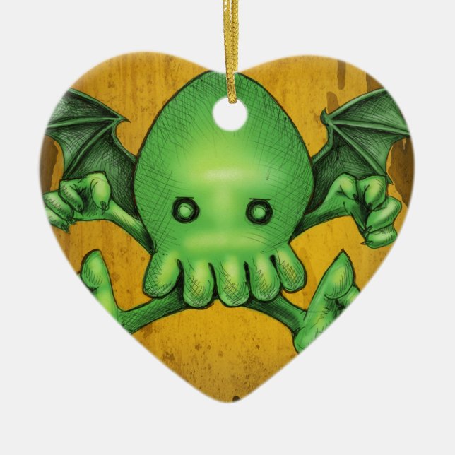 Ornamento De Cerâmica Genuflexão bonito de Cthulhu Chibi antes de mim (Frente)