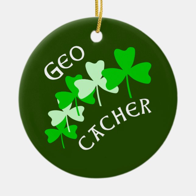 Ornamento De Cerâmica Geocacher Shamrocks (Frente)