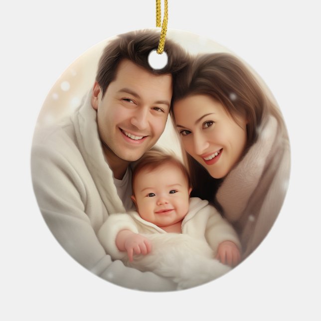 Ornamento De Cerâmica Geométrico Nosso Primeiro Cer Envolvido no Natal (Frente)