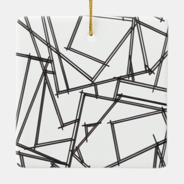 Ornamento De Cerâmica Geométrico Preto e Branco (Verso)