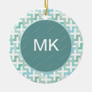 Ornamento De Cerâmica Geométrico verde de Seafoam