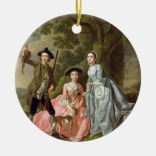 Ornamento De Cerâmica George Rogers com sua esposa, Margaret, e seu Sis