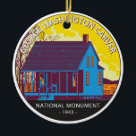 Ornamento De Cerâmica George Washington Carver National Monument Vintage<br><div class="desc">George Washington Carver National Monument vetor trabalho de arte design. A fazenda foi o berço e a casa de infância de George Washington Carver,  o cientista,  educador e humanitário africano-americano que ficou conhecido por seu trabalho no Instituto Tuskegee</div>