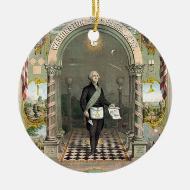 Ornamento De Cerâmica George Washington como Freemason (Frente)