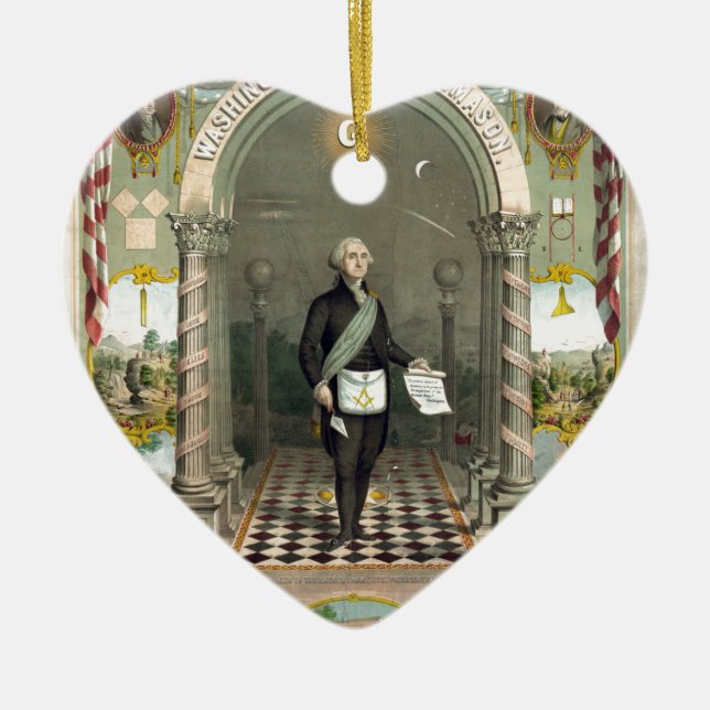 Ornamento De Cerâmica George Washington como Freemason (Frente)