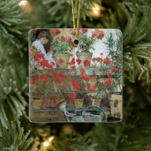 Ornamento De Cerâmica Geranianos por Childe Hassam, Impressionismo de Vi