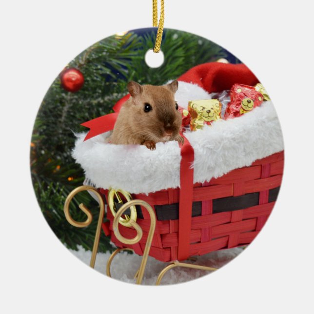 Ornamento De Cerâmica Gerbil Christmas (Frente)