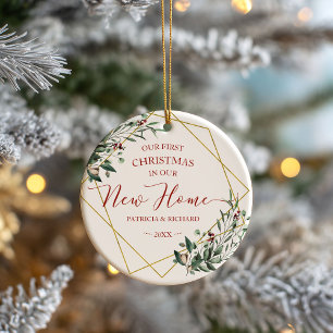 Ornamento De Cerâmica Gerenciar Nosso Primeiro Natal Em Nossa Nova Casa