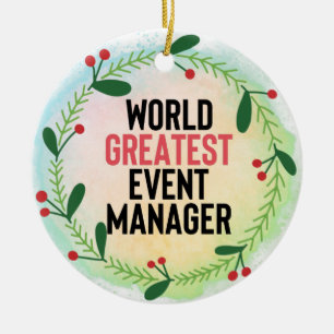Ornamento De Cerâmica Gerente de eventos do Monograma Mundial