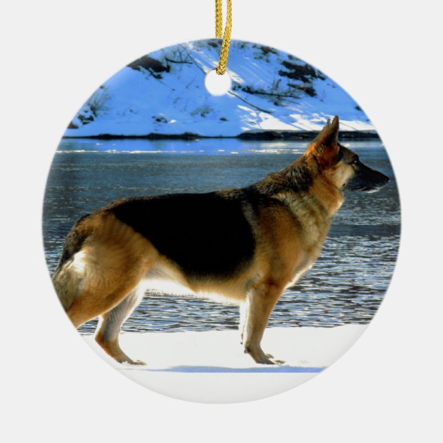 Ornamento De Cerâmica German shepherd (Frente)