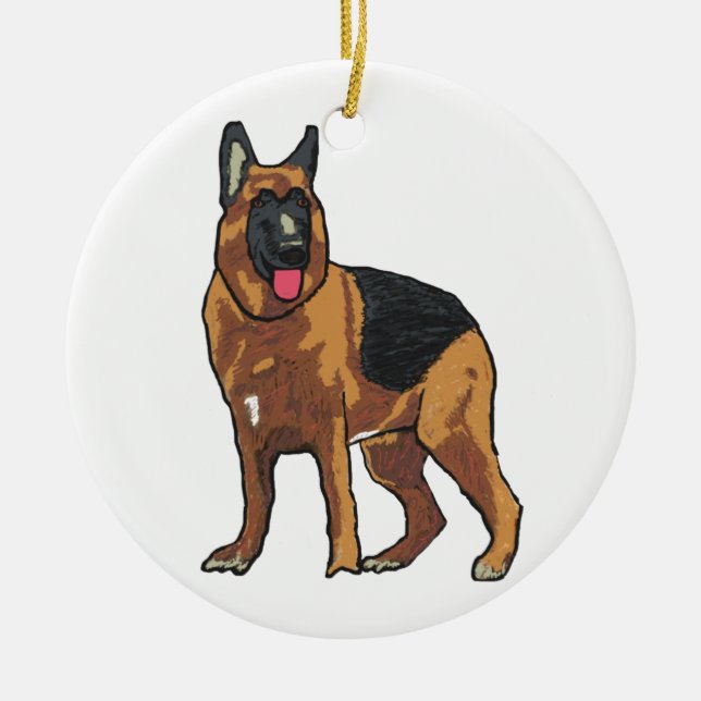 Ornamento De Cerâmica German shepherd Alsaciano (Frente)