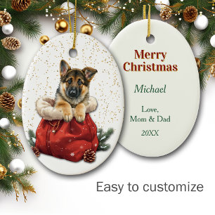Ornamento De Cerâmica German shepherd Bonito Puppy Natal Gift Bag