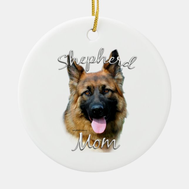 Ornamento De Cerâmica German shepherd (cabelo comprido) Mãe 2 (Frente)
