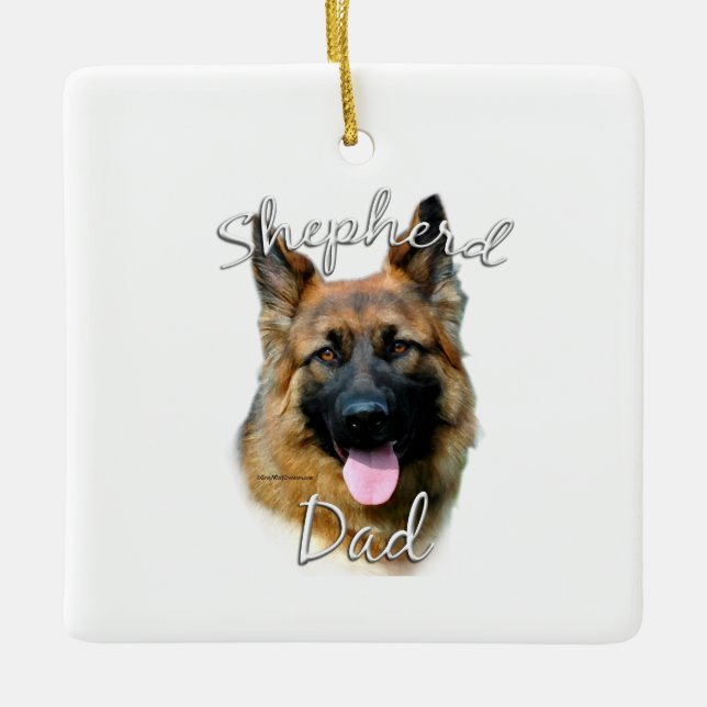 Ornamento De Cerâmica German shepherd (cabelos longos) Pai 2 (Frente)