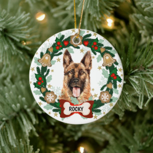 Ornamento De Cerâmica German shepherd Cão Cachorro Cookie Wreath