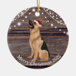 Ornamento De Cerâmica German shepherd de Papai Noel