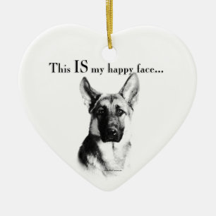 Ornamento De Cerâmica German shepherd de rosto feliz