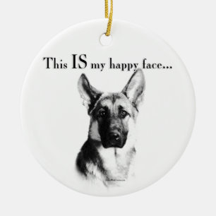 Ornamento De Cerâmica German shepherd de rosto feliz