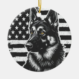 Ornamento De Cerâmica German shepherd Dog USA American Flag 4 De Julho