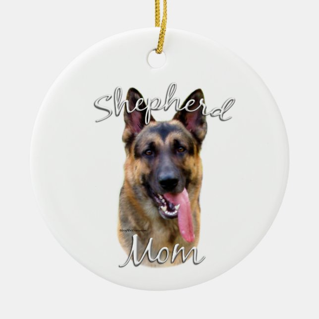 Ornamento De Cerâmica German shepherd Mãe 2 (Frente)