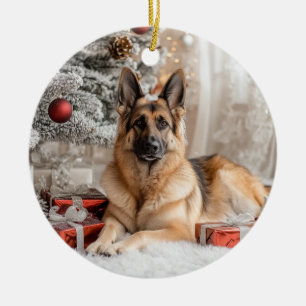 Ornamento De Cerâmica German shepherd Natal