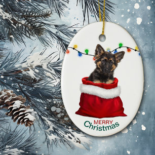 Ornamento De Cerâmica German shepherd no Natal do Gift Bag
