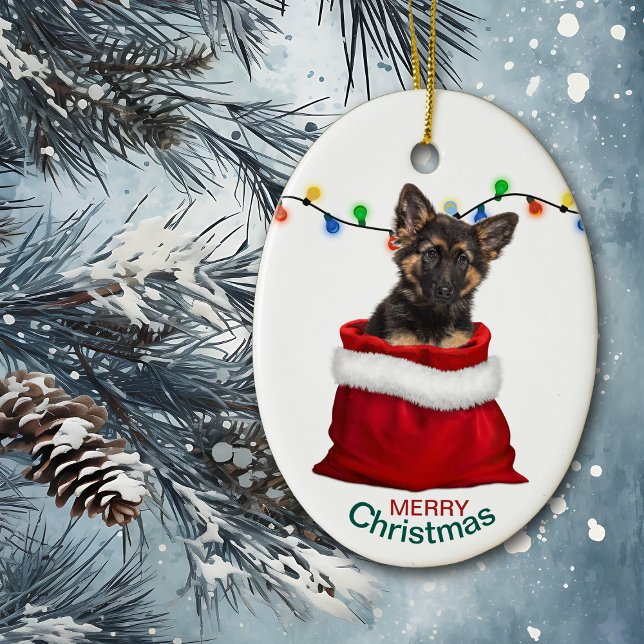 Ornamento De Cerâmica German shepherd no Natal do Gift Bag (Criador carregado)