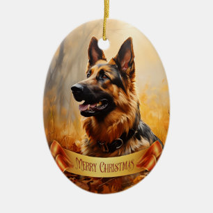 Ornamento De Cerâmica German shepherd no outono