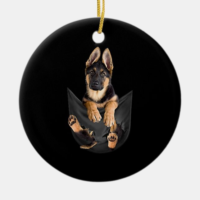 Ornamento De Cerâmica German shepherd No Sopro De Cachorro Engraçado De  (Frente)