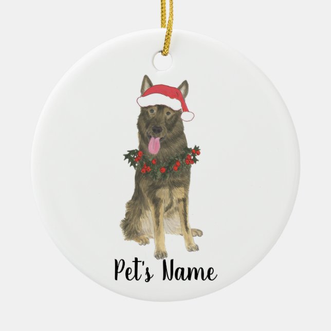 Ornamento De Cerâmica German shepherd Personalizado (Sable) (Frente)